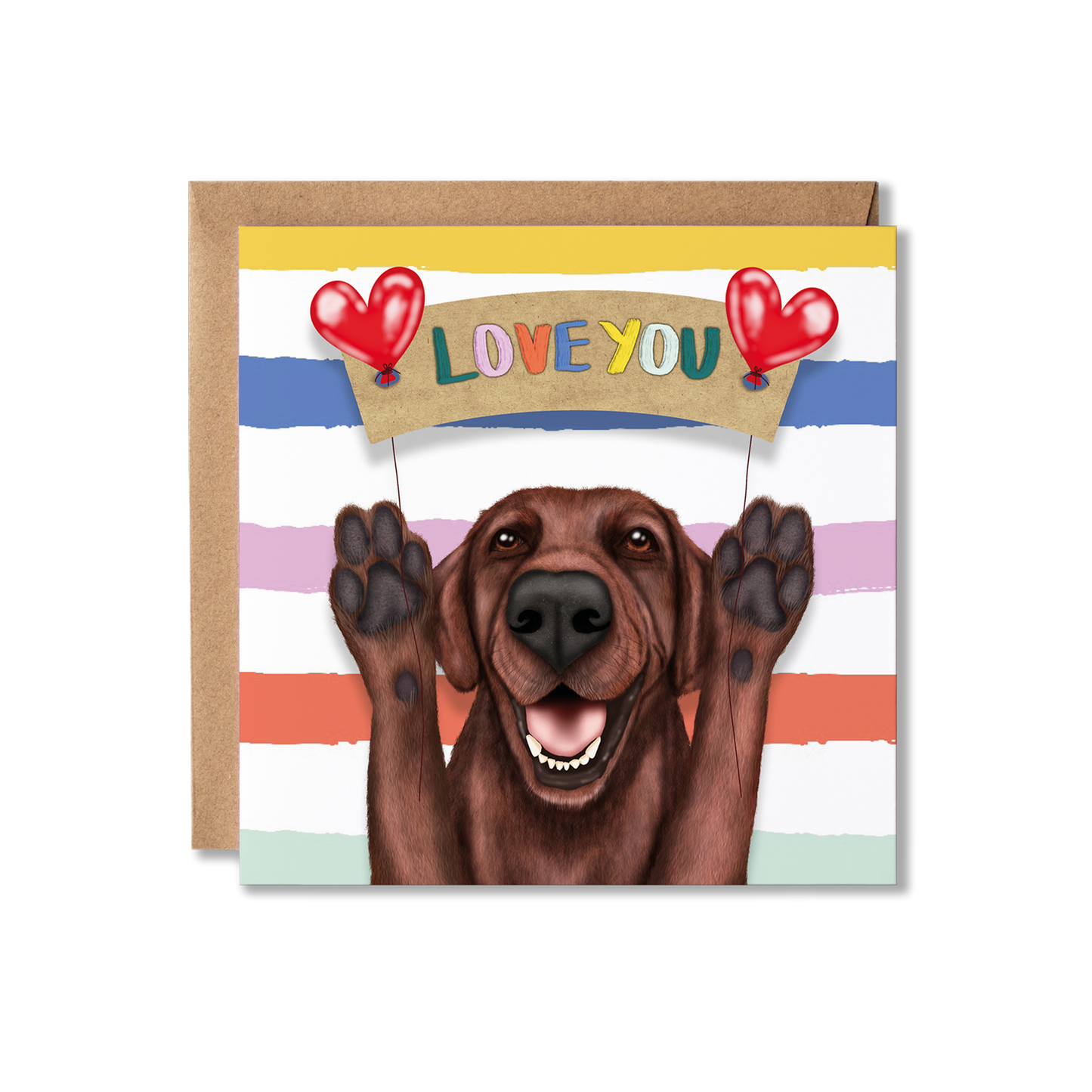 Chocolate Labrador Dog Love You Card