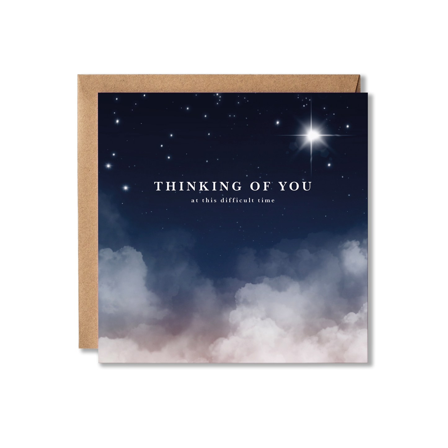 Greeting card with starry night design and 'Thinking of You' text