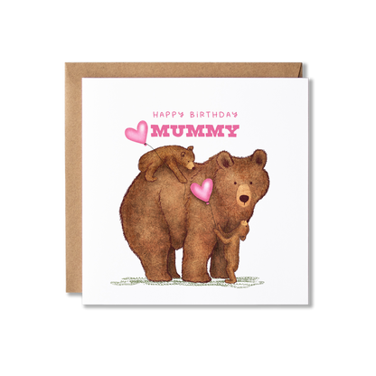 Bears Happy Birthday Mummy 1 or 2 cubs Card
