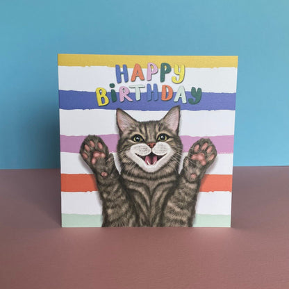 Grey Tabby Cat Birthday Card | Funny Cat Card