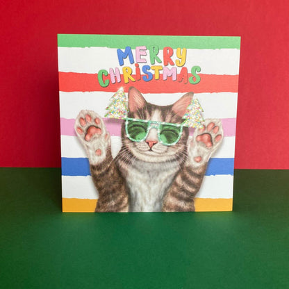 Brown and White Tabby Cat Christmas Card | Funny Cat Card
