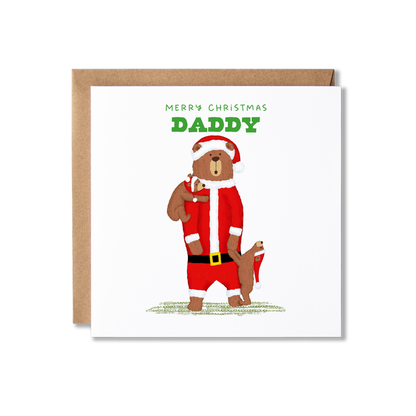 Santa Bears Merry Christmas Daddy 1, 2 Or 3 Cubs Card