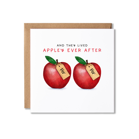 And They Lived Appley Ever After Mr & Mr Couple Wedding Card