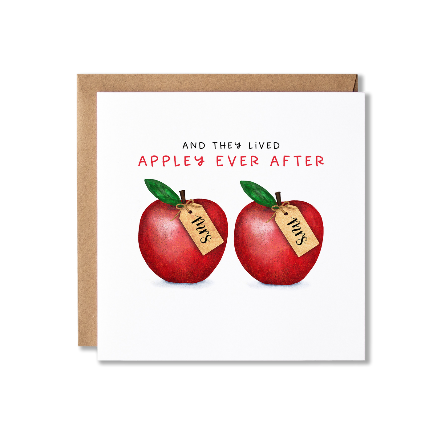 And They Lived Appley Ever After Mrs & Mrs Couple Wedding Card