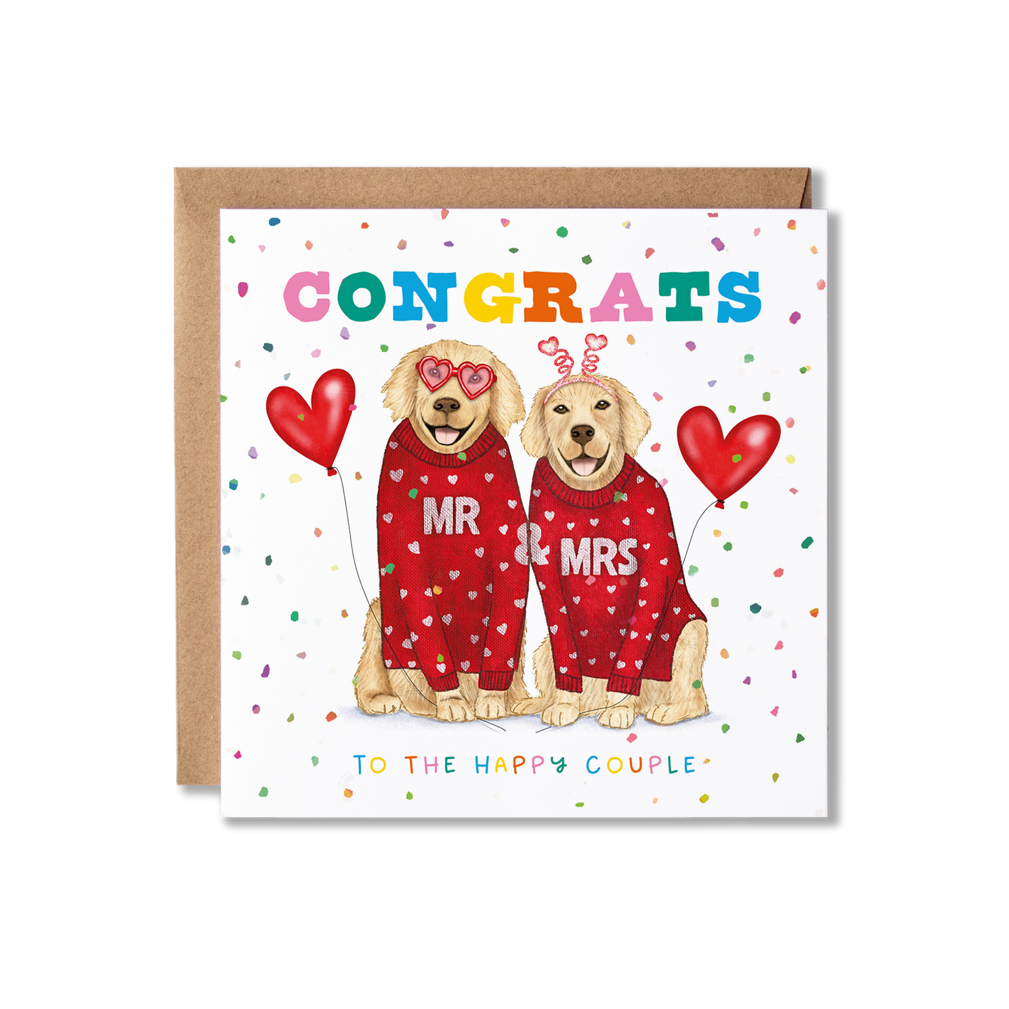 Golden Retriever Dogs Congratulations to the Happy Couple Mr and Mrs Card
