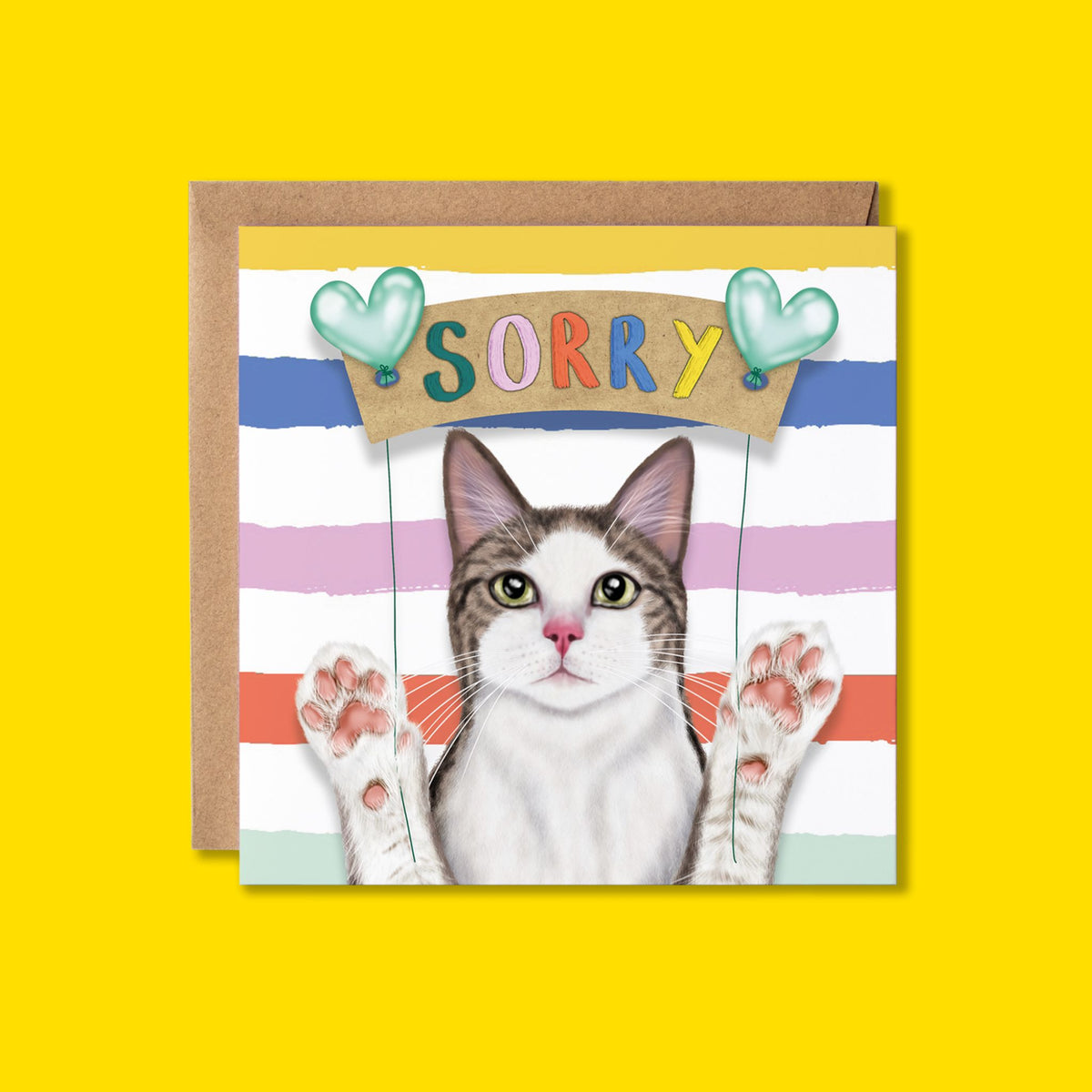 Sorry Card | Grey and White Cat | Sympathy Card