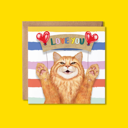 Love You Card | Ginger Cat | Anniversary | Valentines Day