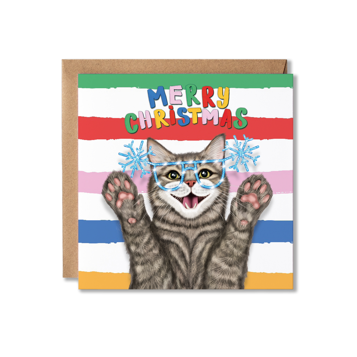 Tabby Cat Christmas Card | Colourful Funny Cat Card