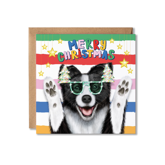 Border Collie Dog Christmas Card | Festive Greetings
