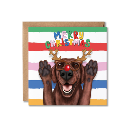 Chocolate Brown Labrador Dog Christmas Card | Funny Dog Card